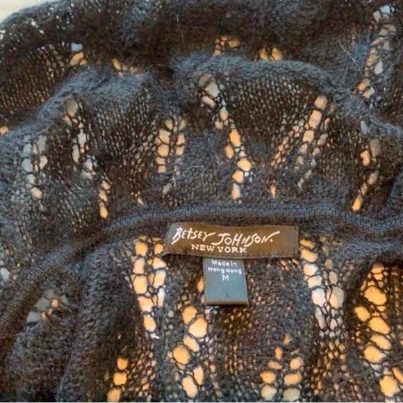 Vintage Y2K Betsey Johnson black crochet cardigan with ribbon M - Picture 6 of 9